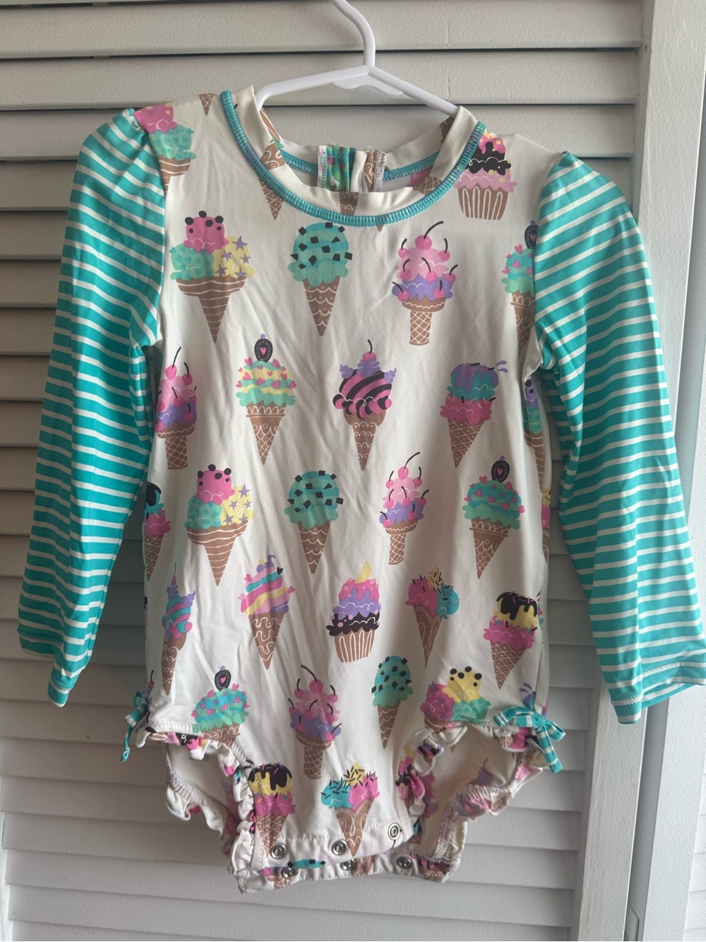 Hatley Multicolor Girls Rashguard with Ice Cream Print